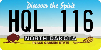 ND license plate HQL116