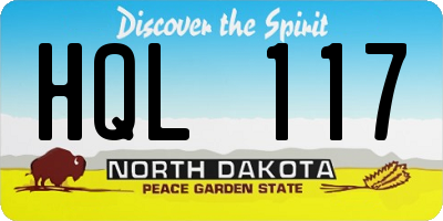 ND license plate HQL117