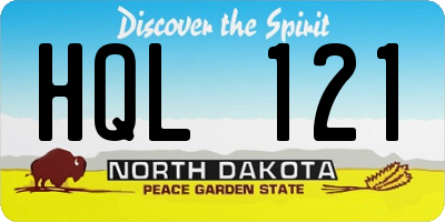 ND license plate HQL121