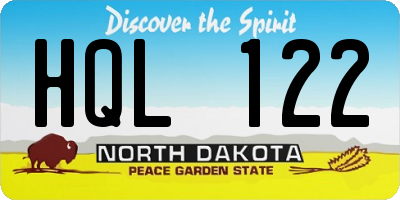 ND license plate HQL122