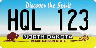 ND license plate HQL123