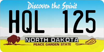 ND license plate HQL125