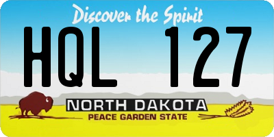 ND license plate HQL127