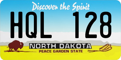 ND license plate HQL128