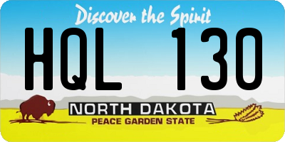 ND license plate HQL130
