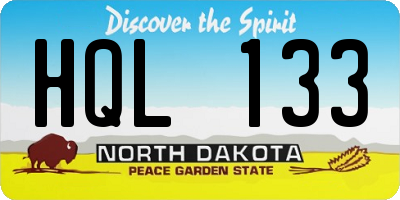 ND license plate HQL133