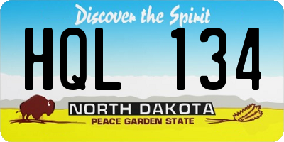 ND license plate HQL134