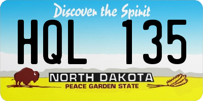 ND license plate HQL135