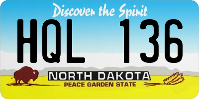 ND license plate HQL136