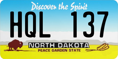 ND license plate HQL137