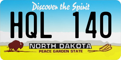 ND license plate HQL140