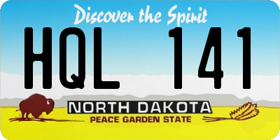 ND license plate HQL141