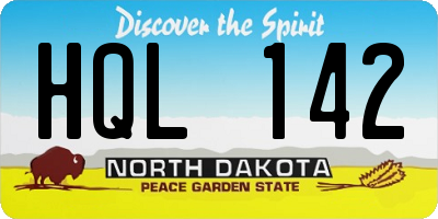 ND license plate HQL142
