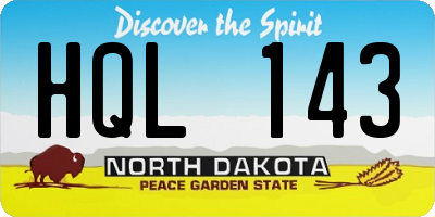 ND license plate HQL143
