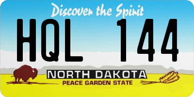 ND license plate HQL144