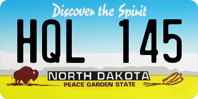 ND license plate HQL145