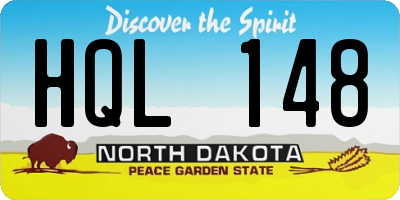 ND license plate HQL148