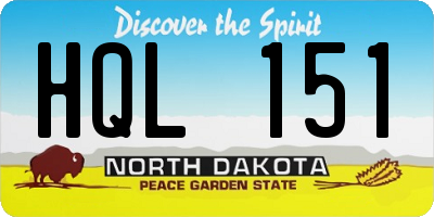 ND license plate HQL151