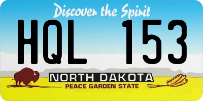 ND license plate HQL153
