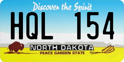 ND license plate HQL154