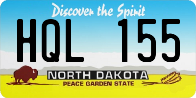 ND license plate HQL155