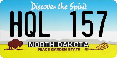 ND license plate HQL157