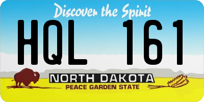 ND license plate HQL161