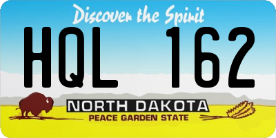 ND license plate HQL162