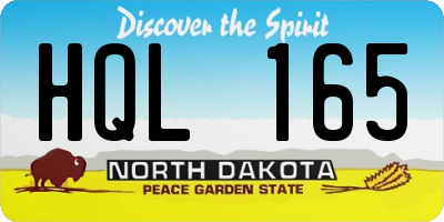 ND license plate HQL165