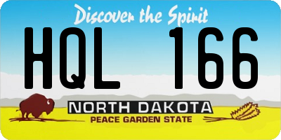 ND license plate HQL166