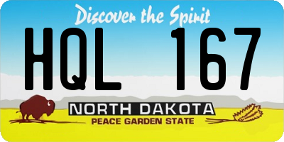 ND license plate HQL167