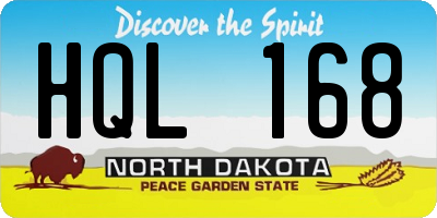 ND license plate HQL168