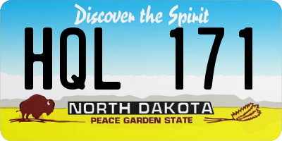 ND license plate HQL171