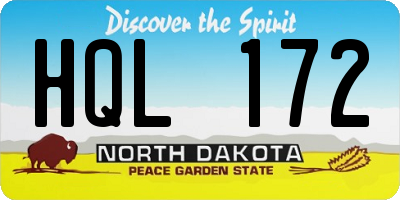 ND license plate HQL172