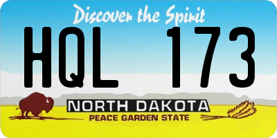 ND license plate HQL173