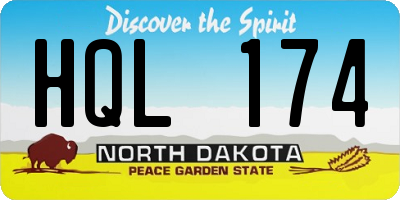 ND license plate HQL174
