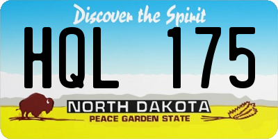 ND license plate HQL175
