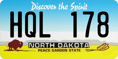 ND license plate HQL178