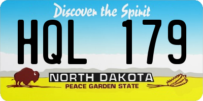 ND license plate HQL179