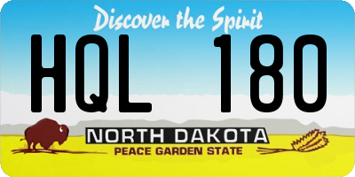 ND license plate HQL180