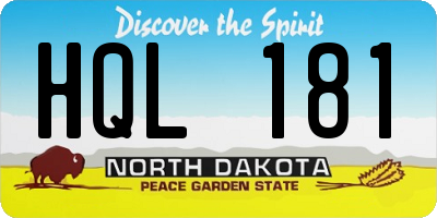 ND license plate HQL181