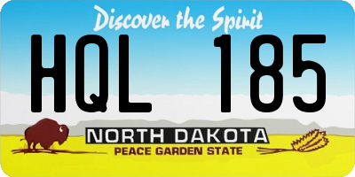 ND license plate HQL185