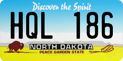 ND license plate HQL186