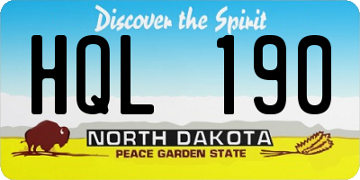 ND license plate HQL190