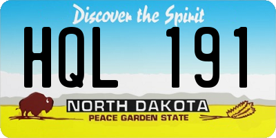 ND license plate HQL191