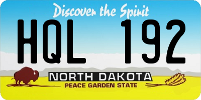 ND license plate HQL192