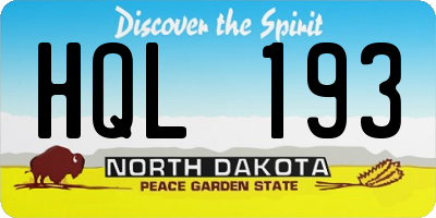 ND license plate HQL193