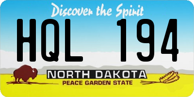 ND license plate HQL194