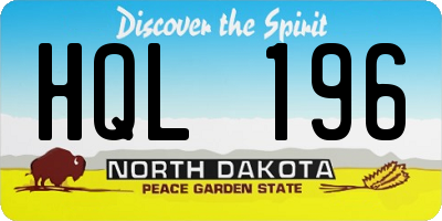 ND license plate HQL196