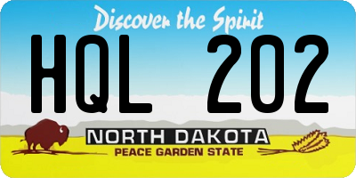 ND license plate HQL202